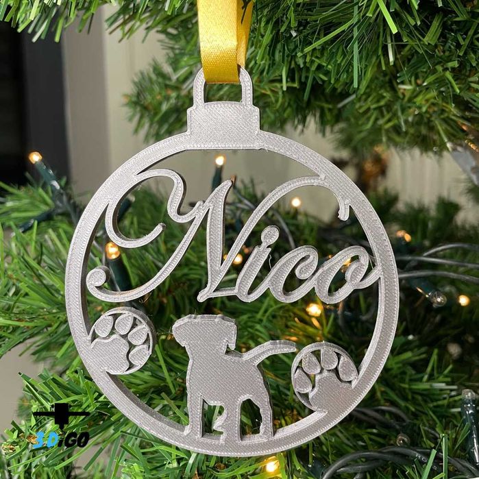 Bolas e estrelas de Natal para animais personalizadas impressas em 3D