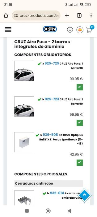 barras tejadilho cruz aero Ford Focus SW