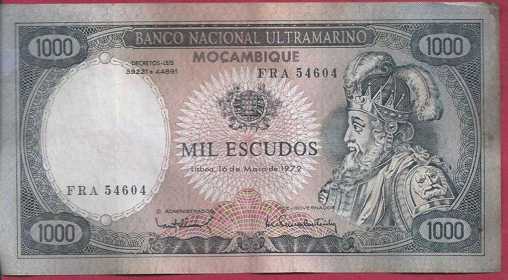 NOTA Moçambique  ex-colonia   1.000 Escudos  1972