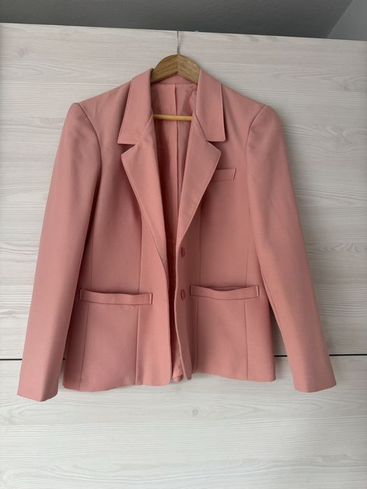 Damska marynarka żakiet narzutka vintage retro długie rękawy guziki