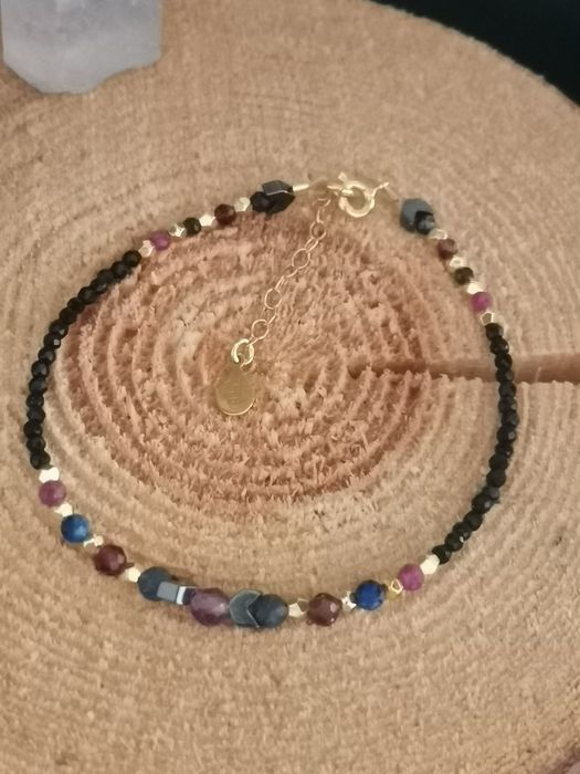 Bransoletka znak zodiaku Wodnik ametyst szafir rubin granat regulacja