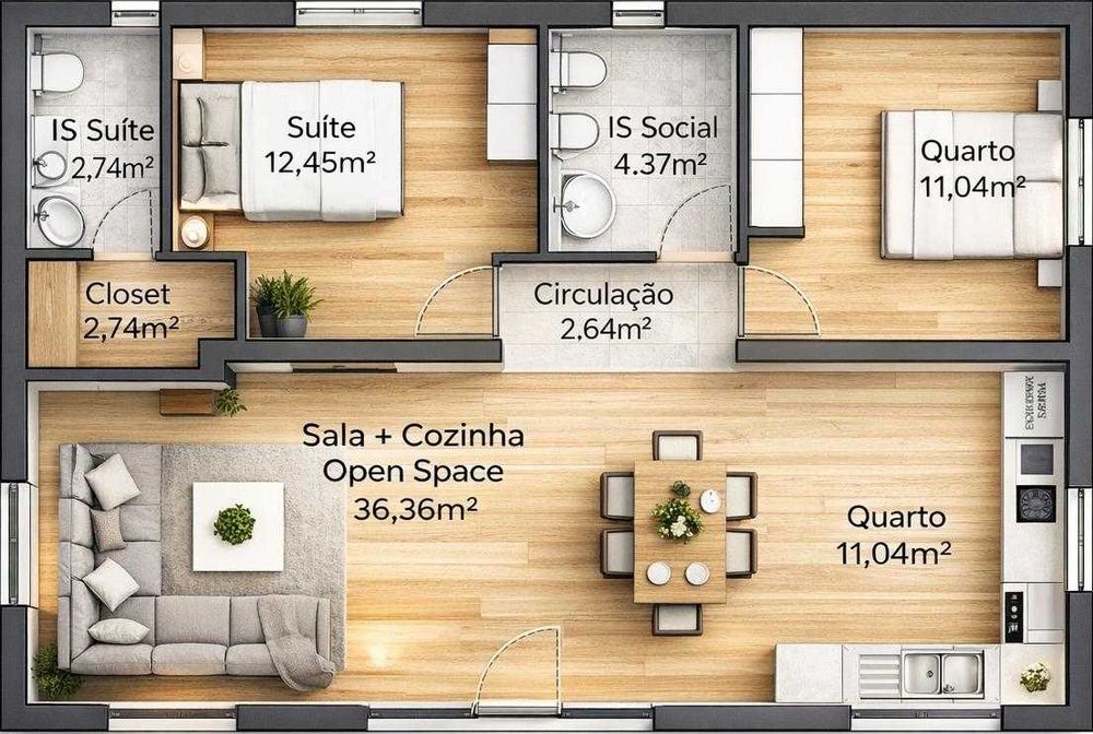 Casa Modular T2 | 86m² | Moderna, Funcional e Pronta para Viver