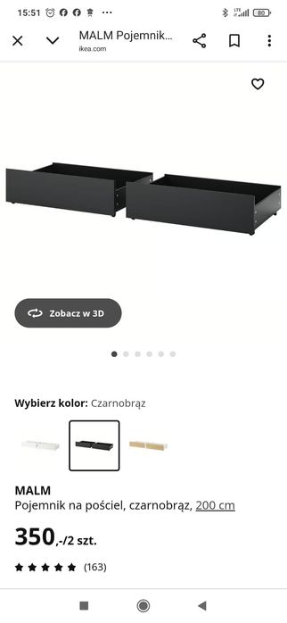 Zestaw Łóżko MALM Ikea ciemny brąz