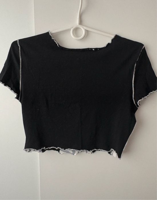 Crop top czarny zebra