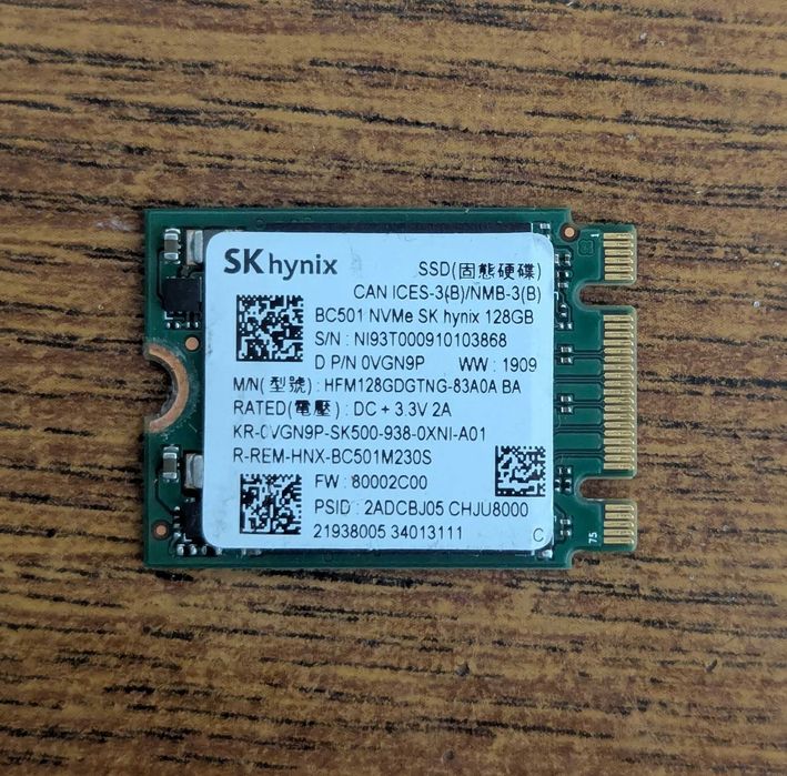 SK Hynix BC501 128gb NVME SSD диск носій m.2 PCIe короткий 2230