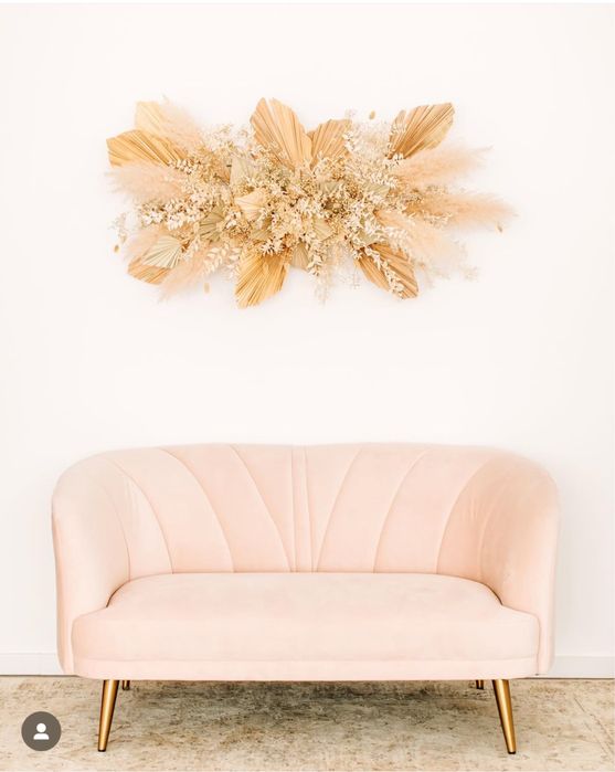 Sofa veludo rosa palido