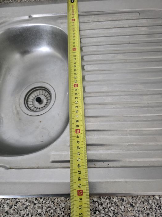 Banca de cozinha em inox com dois pios + torneira e ligações
