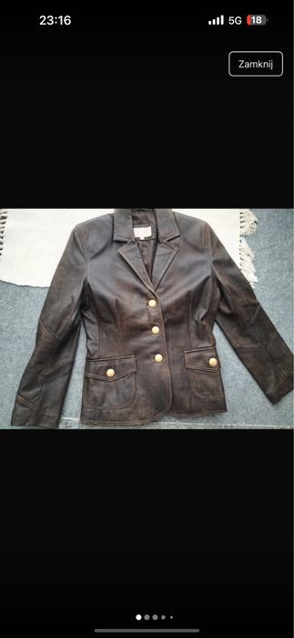 Unikatowa czekoladowa kurtka skorzana marynarka z efektem postarzania