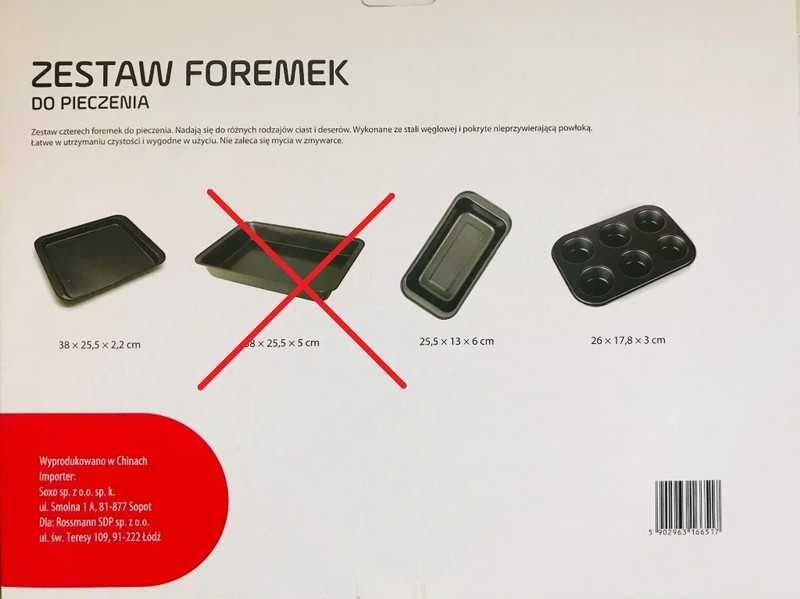 Eloy zestaw foremek 3 szt blaszek do pieczenia