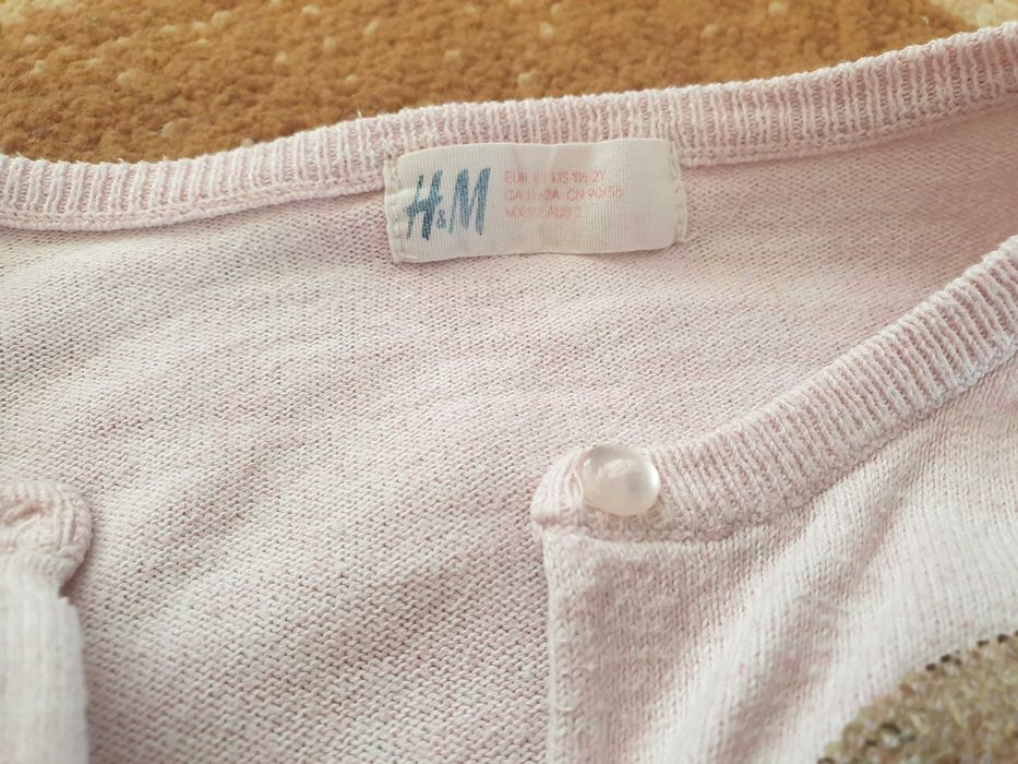 Różowy sweterek z kokardą H&M r. 86-92