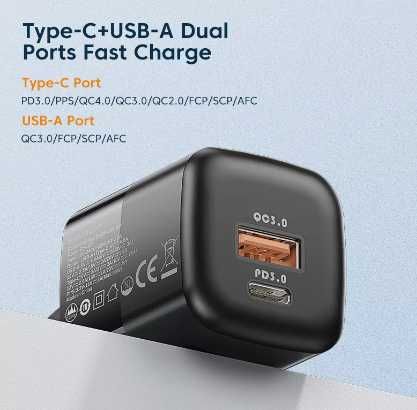 Зарядное KUULAA USB C 33 Вт,  быстрой зарядки PD для iPad Pro/ iPhone