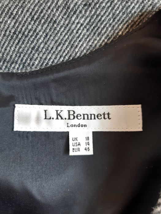 Брендовое серое шерстяное платье миди шерсть ягнёнка батал l.k.bennett
