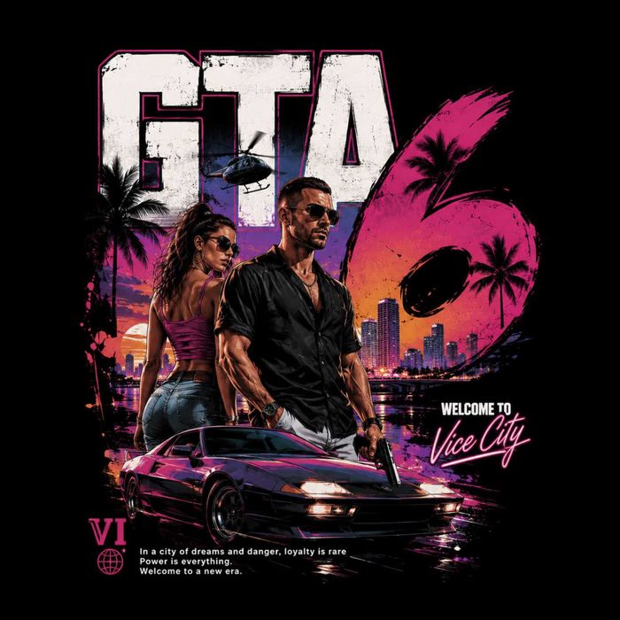 T-Shirt preta do tema GTA VI