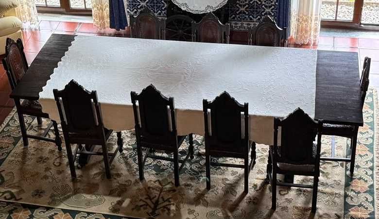 Mesa em madeira maciça 2,91 x 1,04m estilo clássico/rústico
