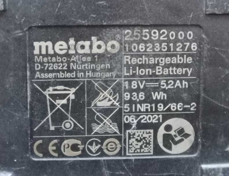 Акумулятор Metabo Li-Power CAS 18V 5.2Ah