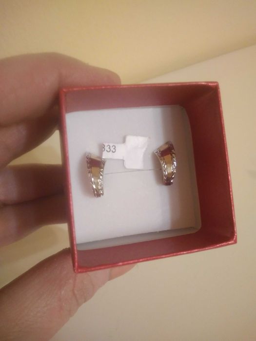 Kolczyki złote diamentowane - próba 333