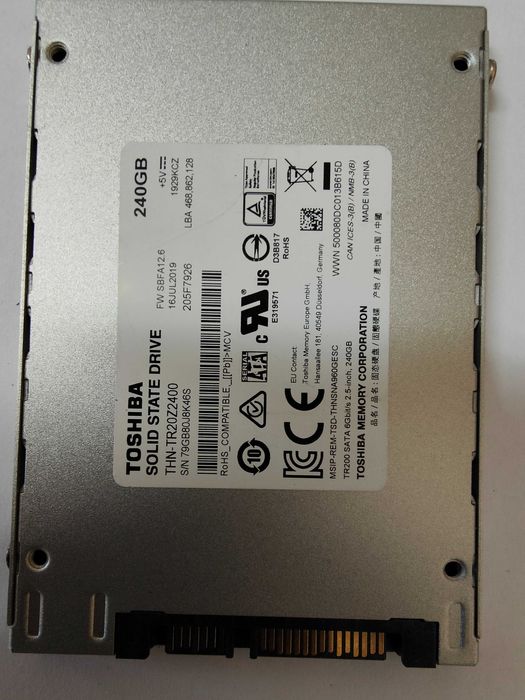 Disco Toshiba 240GB 2.5" SATA SSD