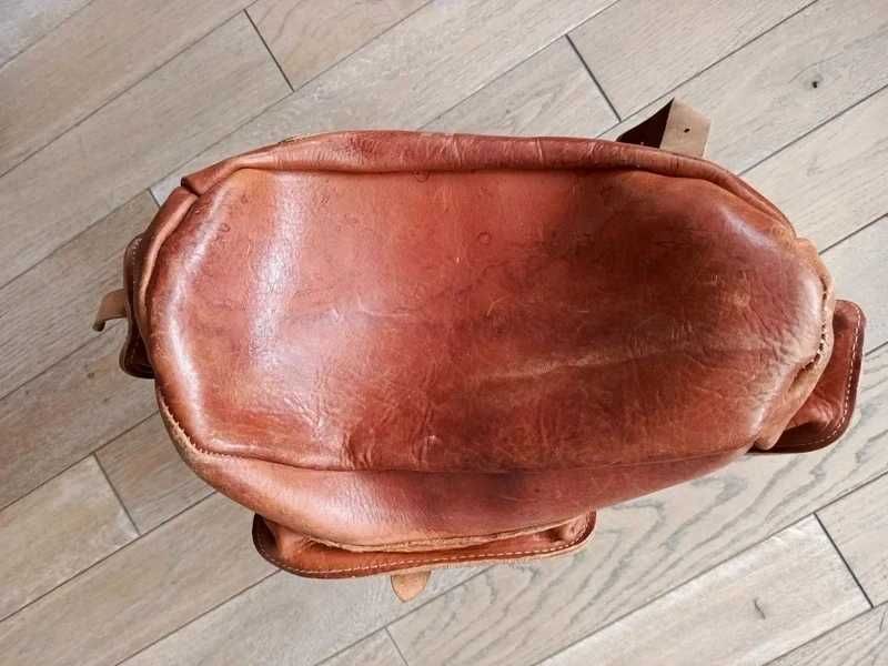 Piękny skórzany plecak Brązowy ze skóry