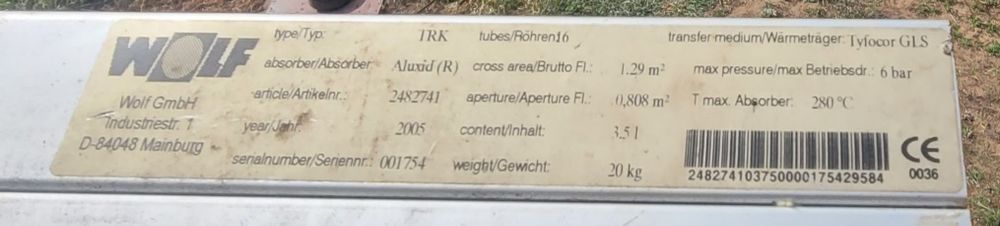 Kolektor sloneczny przeplywowy 16 rur