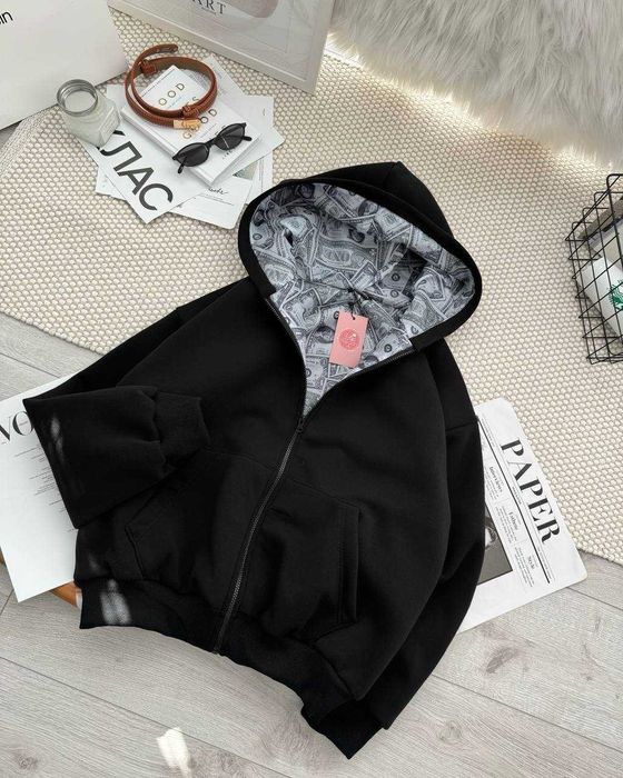 Вкорочене зіп худі оверсайз на флісі (Туреччина) свитшот світшот худи