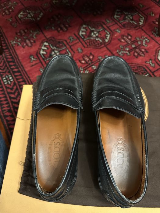 Tod’s black leather loafers masculinos 7,5”&