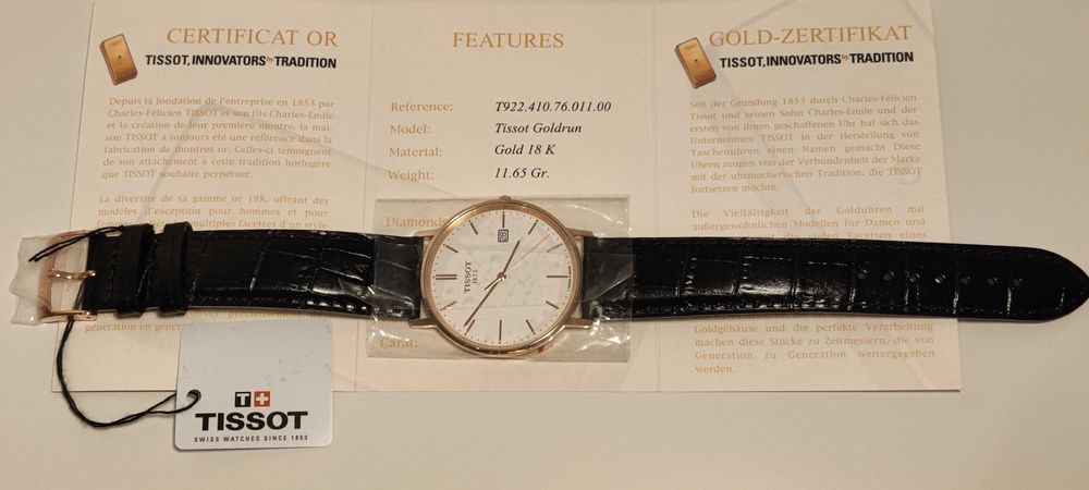 Relógio Tissot Goldrun 18K Gold
T922.410.76.011.00