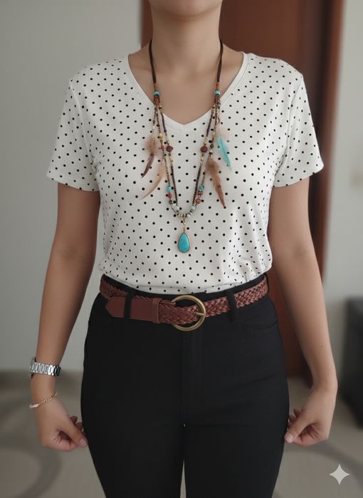 Blusa / T-shirt polka dot, super macia - C&A - Tamanho M