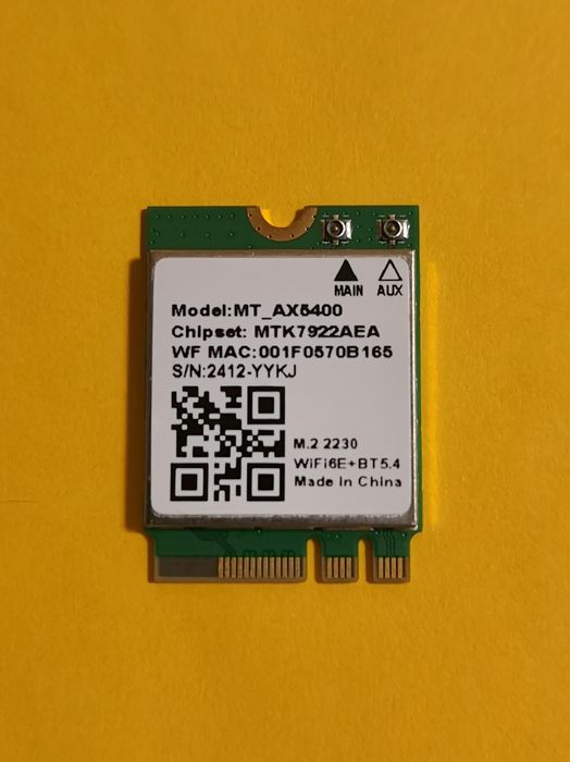 MediaTek MT7922 [WiFi 6E + BT 5.4] AX5400 модуль, адаптер для ноутбука