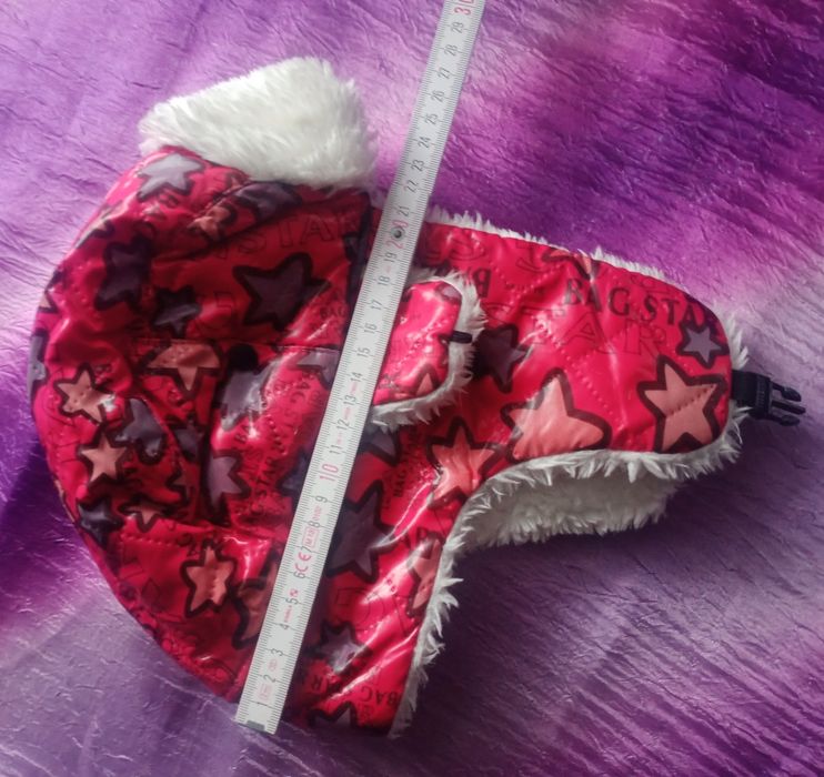 Nowa, ciepła czapka dziecięca uszatka w kolorowe gwiazdki,pilotka