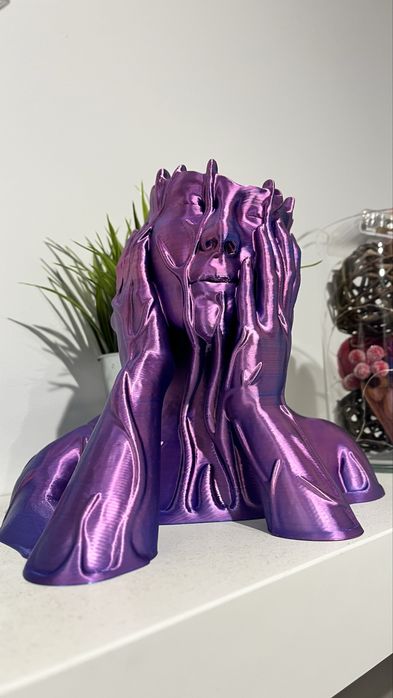 Designerska rzeźba / Biust "Surrealizm" – 19 cm – Silk Purple-Blue