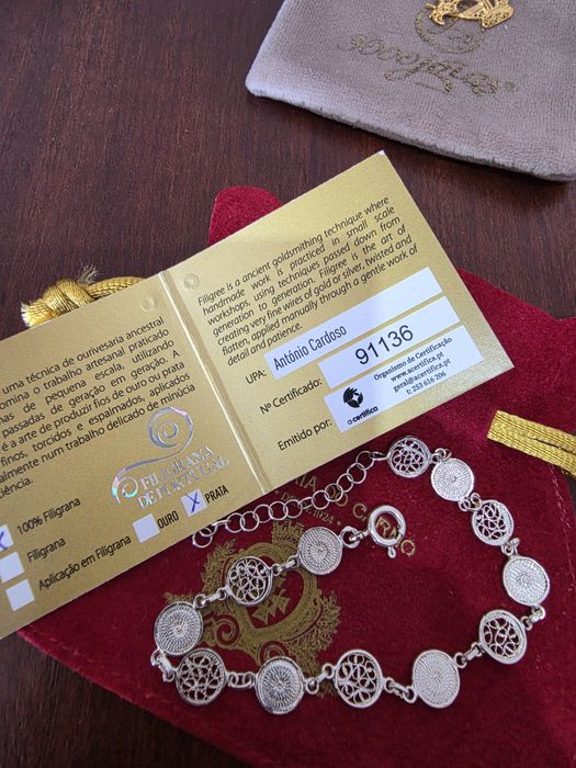 Pulseira Filigrana Portuguesa em Prata - Modelo Medalhas / Círculos - Certificada