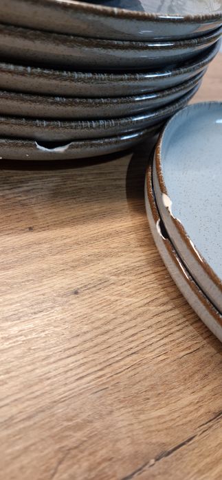 Serwis obiadowy, zestaw talerzy kubków porcelana niebieski Ambition