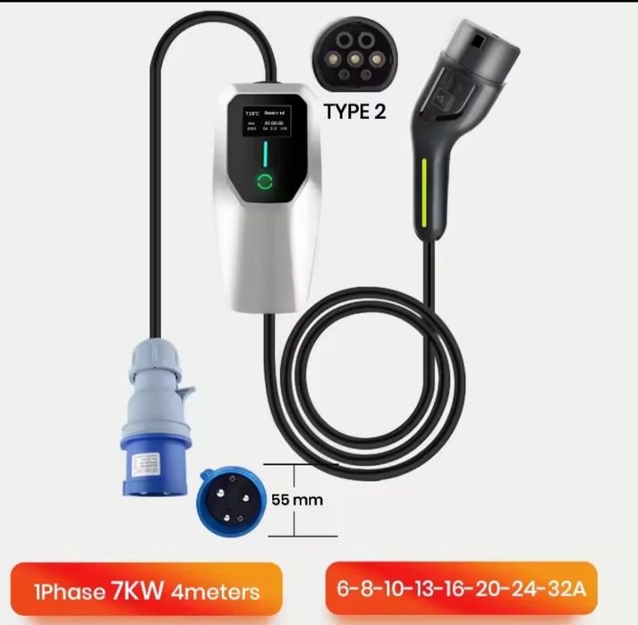 Evse ajustável até 32 Amp. 7.4kw