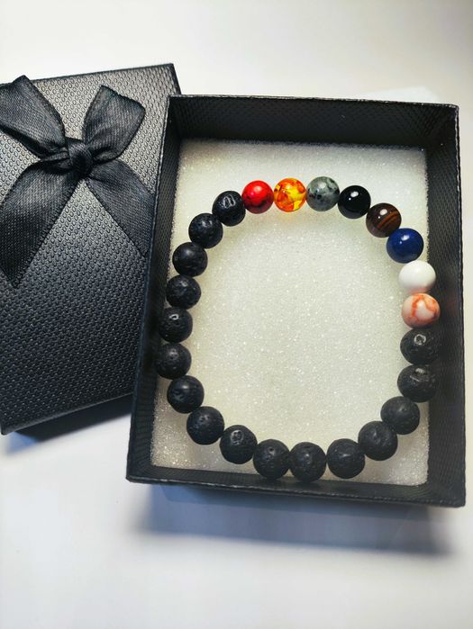 Pulseira de pedra vulcânica natural chakra meditação equilíbrio energia cura - Aromaterapia