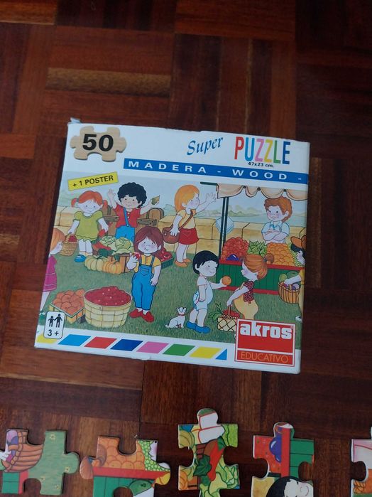Puzzle de madeira, 50 peças, com poster, Akros Educativo