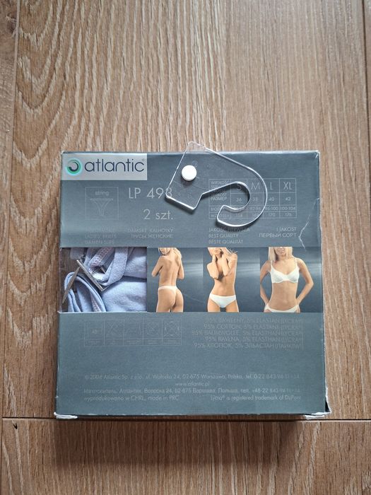 Stringi damskie Atlantic, rozmiar M, 2 sztuki, sprzączki po bokach
