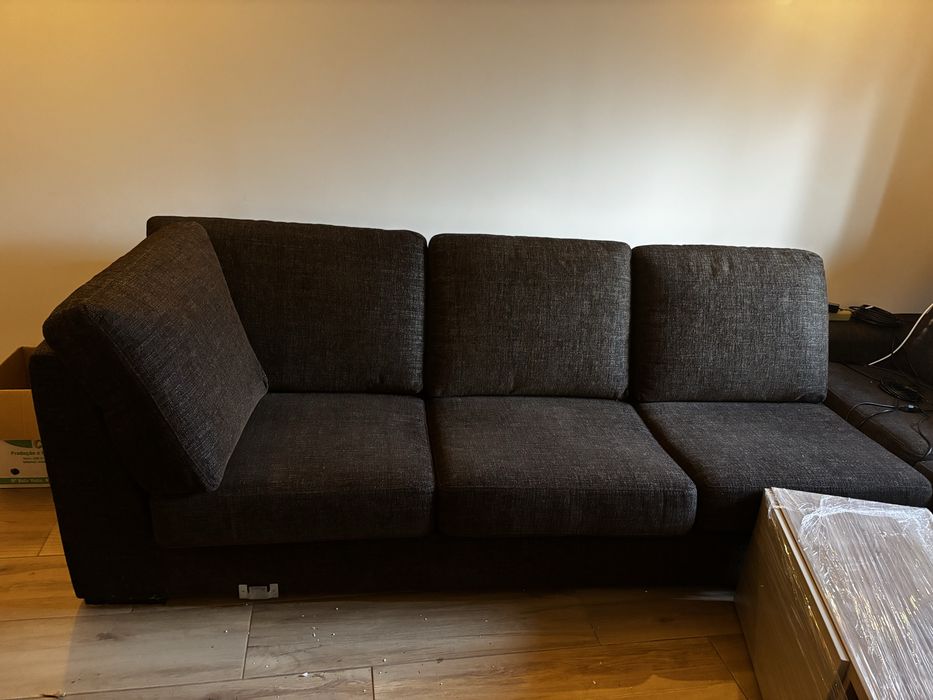 Sofá modular 5 lugares cinzento escuro – excelente estado
