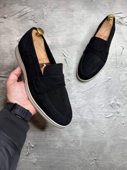 Лоферы Замшевые мужские чёрные LORO PIANA Black! Замша Натуральная!