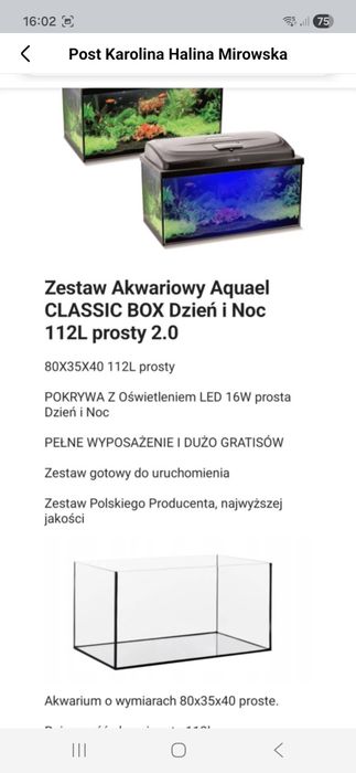 Akwarium 112l plus filtr aquael