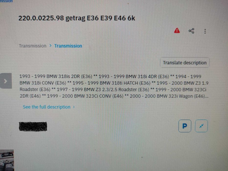 Caixa velocidades Bmw E36 18i - 18 is - E46 - E39 várias motorizações