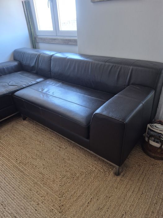 Sofá de pele kramfors ikea couro castanho escuro