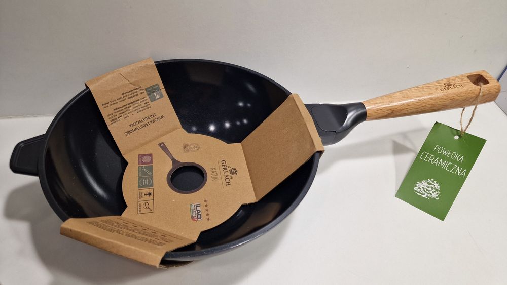 NOWA patelnia wok powłoka ceramiczna 28cm Gerlach NATUR Komis Czeladź
