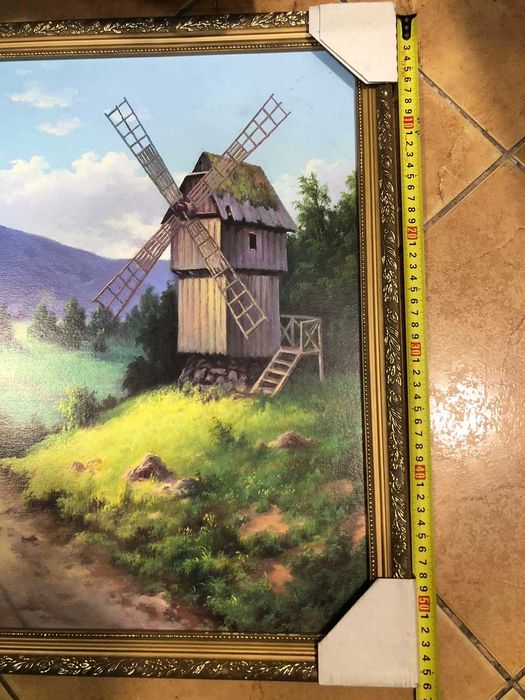 Картина в рамі для дому чи офісу на сільську тематику Млин ,соняшники