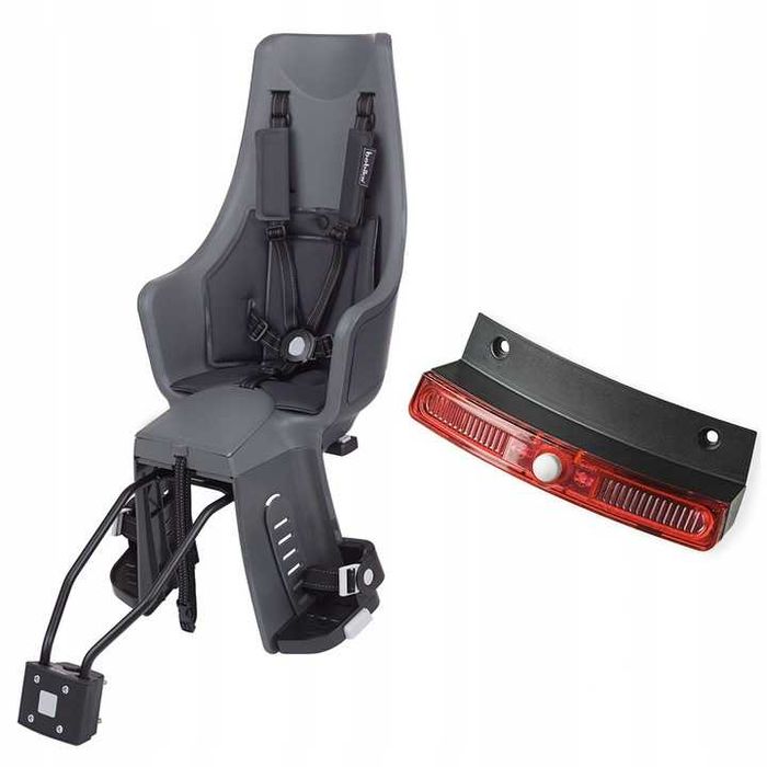 Fotelik rowerowy LED POZNAŃ tylny BOBIKE exclusive Maxi na ramę grey