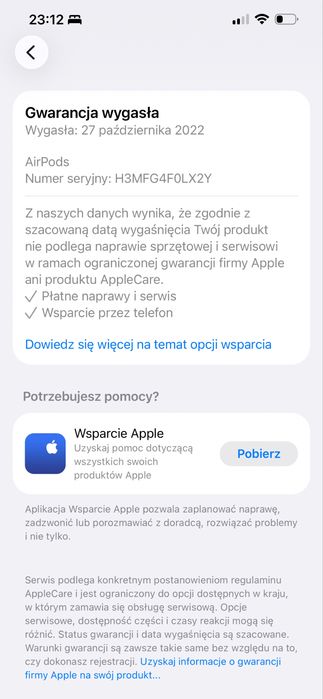 ORYGINALNE Słuchawki douszne APPLE AirPods 2 Biały A2032