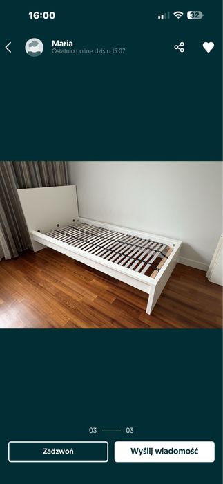 łózko drewniane pojedyncze sypialniane 90x200 materac rama kanapa