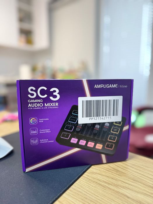 FIFINE AmpliGame SC3 mikser audio gaming streaming RGB XLR