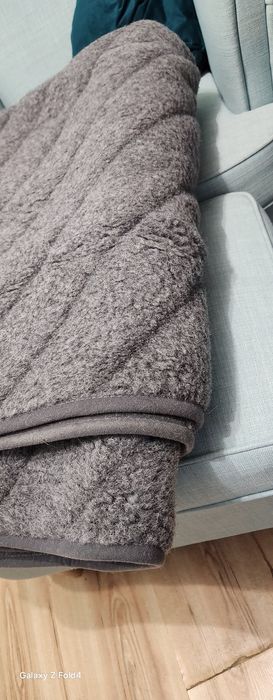 Koc wełniany lama alpaka silver pasy 140x200 Nowy z alpaki NOWY