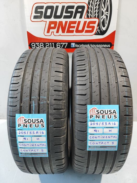 2 Pneus semi novos 205-55R16 Continental - 85 euros Oferta dos portes
