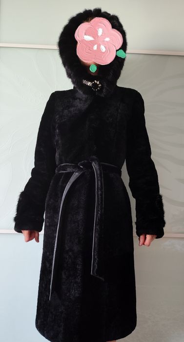 Натуральная шуба мутон + норка р.44